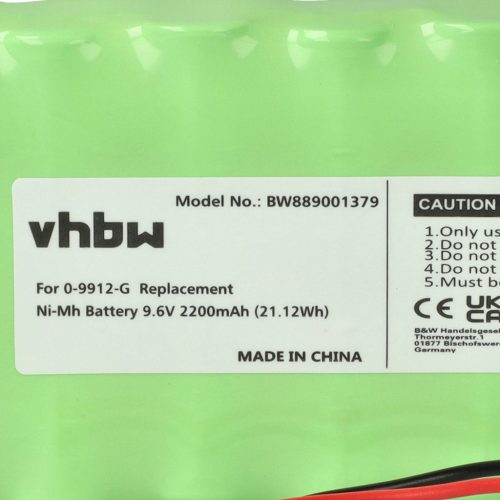 VHBW Alarmanlagen Akku Visonic 100729, GP220AAH8BMX, GP130AAH6BMX - 2200 mAh 9,6 V NiMH