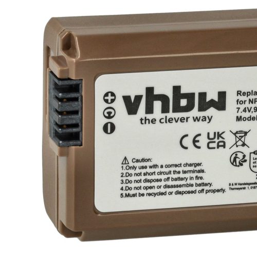 VHBW Sony NP-FW50 akkumulátor - 900 mAh, 7,4 V, Li-Ion információs chippel, USB C aljzattal