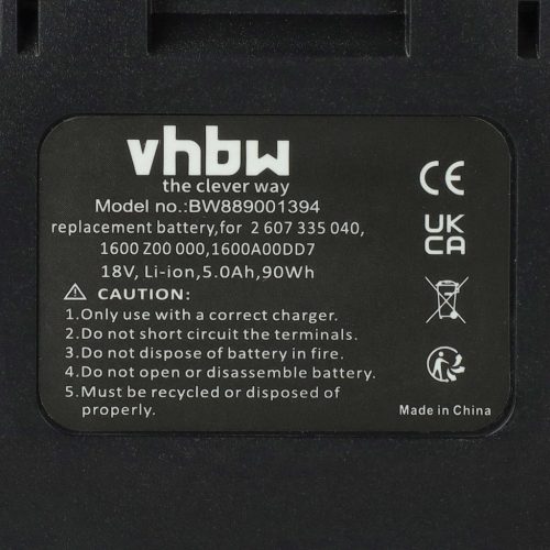 VHBW Electric Hand Tool Battery Bosch 1 600 Z00 000, 1 600 A00 DD7 - 5000 mAh, 18 V, Li-Ion
