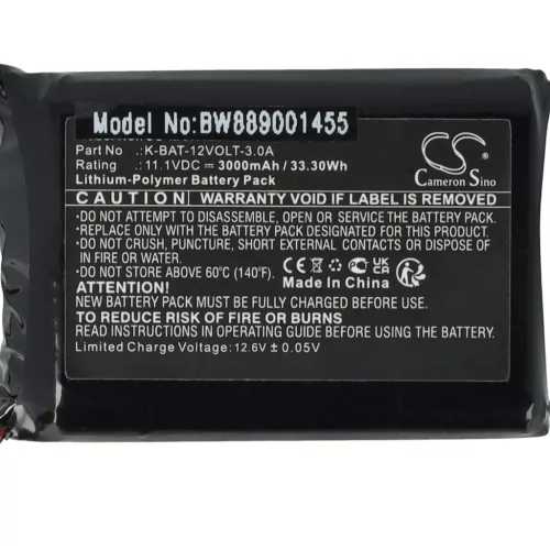 VHBW Battery Replacement for Macna K-BAT-12VOLT-3.0A - 3000 mAh 11.1 V Li-polymer