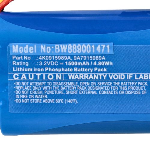 VHBW Emergency Call Sender Battery Audi 4M0 907 486, 4K0915989A, 9A7915989A - 1500 mAh 3.2 V LiFePO4