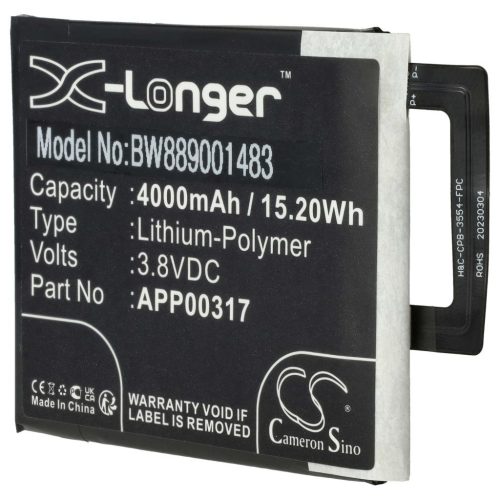 VHBW CAT / Caterpillar APP00317 mobiltelefon akkumulátor - 4000 mAh 3,8 V Li-polimer - Okostelefon akkumulátor