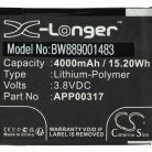VHBW CAT / Caterpillar APP00317 mobiltelefon akkumulátor - 4000 mAh 3,8 V Li-polimer - Okostelefon akkumulátor