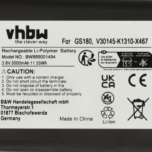 VHBW Mobile Phone Battery for Gigaset V30145-K1310-X467 - 3000 mAh 3.8 V Li-Polymer - Smartphone Battery
