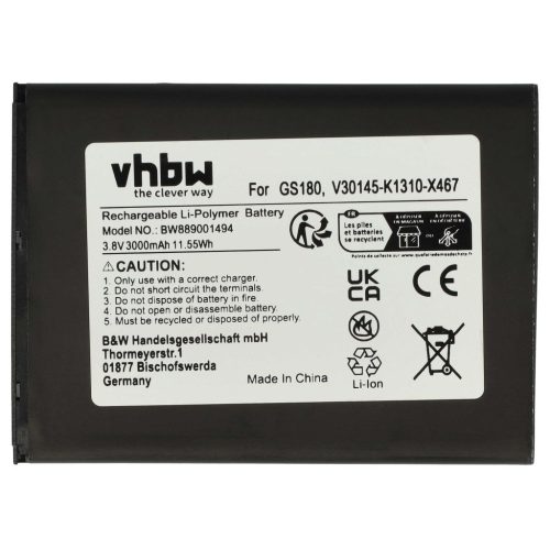 VHBW Mobile Phone Battery for Gigaset V30145-K1310-X467 - 3000 mAh 3.8 V Li-Polymer - Smartphone Battery