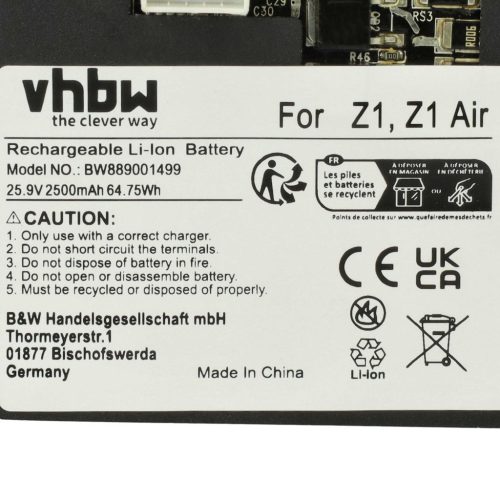 VHBW Battery - 2500 mAh, 25.9 V, Li-Ion
