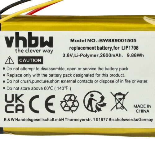 Sony LIP1708 Játékkonzol akkumulátor - 2600 mAh, 3,7 V