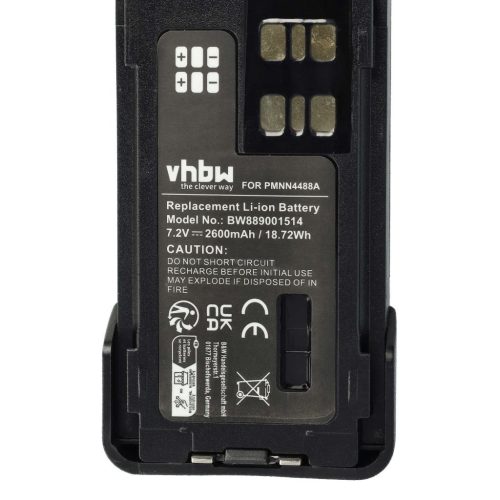 VHBW Radio Akku Motorola PMNN4488a - 2600 mAh 7,4 V Li-Ion + Gürtelclip