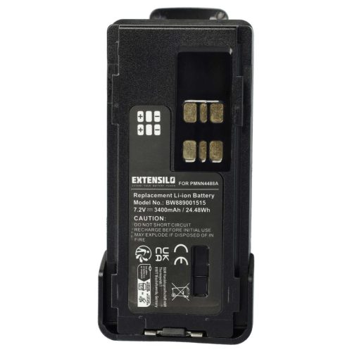 VHBW Radio Akku Motorola PMNN441, PMNN4415, PMNN4415AR Geräte - 3400 mAh 7,2 V Li-Ion + Gürtelclip