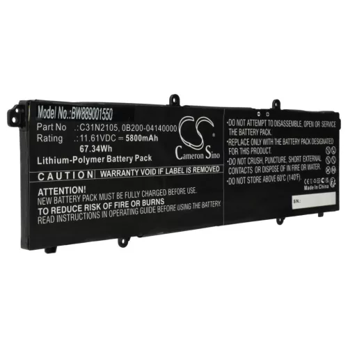 VHBW Notebook Battery Asus C31N2105, 0B200-04140000 - 5800 mAh 11.61 V Li-polymer