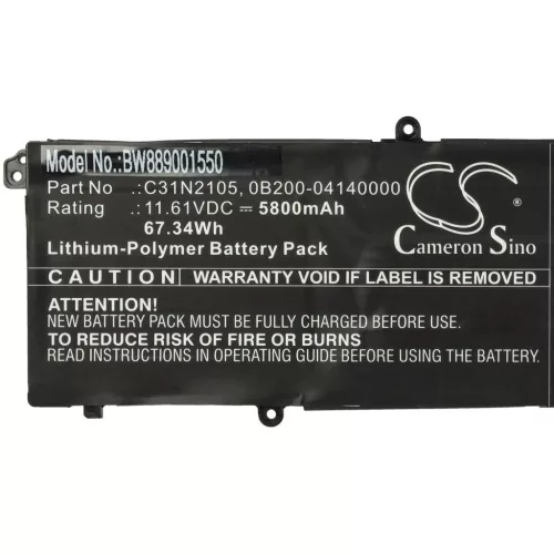 VHBW Notebook Battery Asus C31N2105, 0B200-04140000 - 5800 mAh 11.61 V Li-polymer