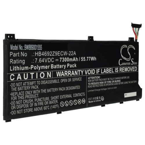 VHBW Notebook akkumulátor  Huawei HB4692Z9ECW-22A - 7300 mAh 7,64 V Li-polimer, fekete