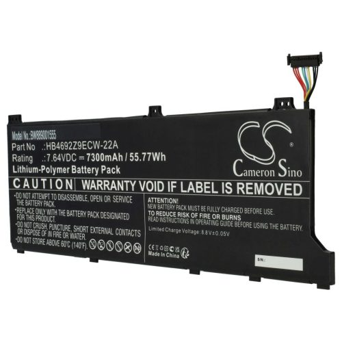 VHBW Notebook akkumulátor  Huawei HB4692Z9ECW-22A - 7300 mAh 7,64 V Li-polimer, fekete