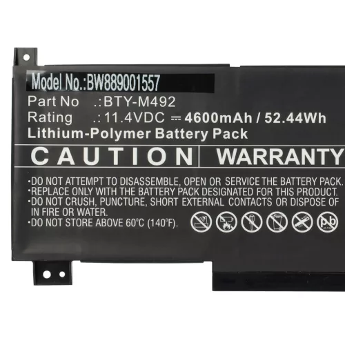 VHBW Notebook Battery MSI BTY-M492 - 4600 mAh 11.4 V Li-polymer, black