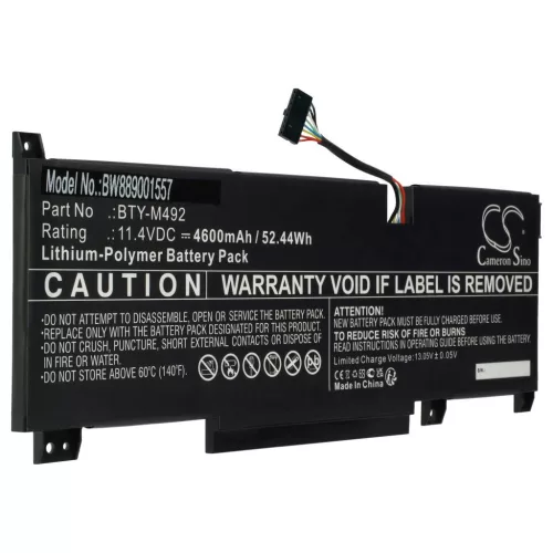 VHBW Notebook Battery MSI BTY-M492 - 4600 mAh 11.4 V Li-polymer, black