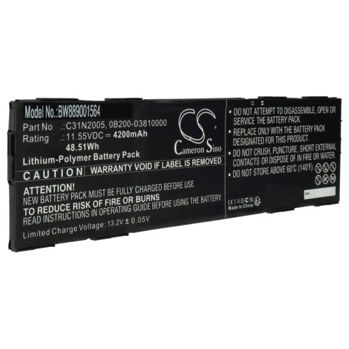 Notebook akkumulátor  Asus C31N2005, 0B200-03810000 - 4200 mAh 11,55 V Li-polimer, fekete