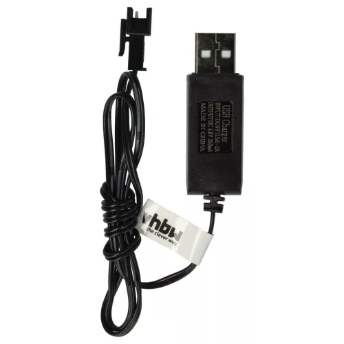 VHBW USB Charging Cable for RC Batteries with SM-2P Connector, RC Models Manufacturing Battery Packs - 60 cm 4.8 V