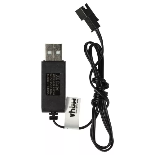 VHBW USB Charging Cable for RC Batteries with SM-2P Connector, RC Models Manufacturing Battery Packs - 60 cm 6 V