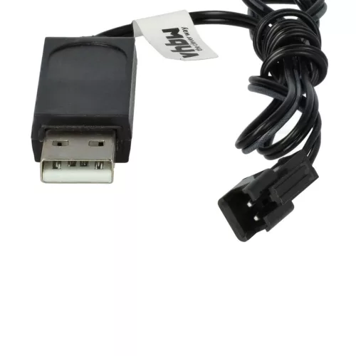 VHBW USB Charging Cable for RC Batteries with SM-2P Connector, RC Models Manufacturing Battery Packs - 60 cm 6 V