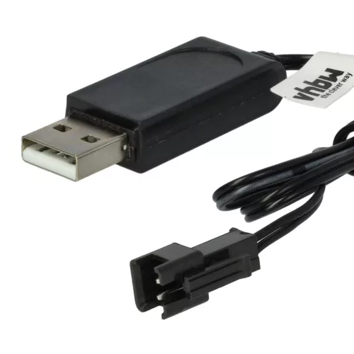VHBW USB Charging Cable for RC Batteries with SM-2P Connector, RC Models Manufacturing Battery Packs - 60 cm 6 V