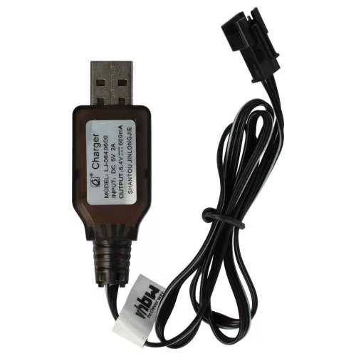 VHBW USB-Ladekabel für RC-Akkus mit SM-3P-Stecker, Akku-Packs für RC-Modelle - 60 cm 6,4 V