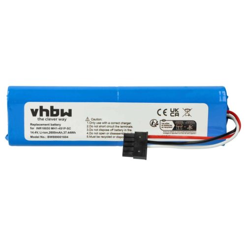 VHBW Battery for Proscenic M6 Pro, Xiaomi Mi Mop Pro, Robot Vacuum Mop Pro - 2600 mAh, 14.4 V, Li-Ion