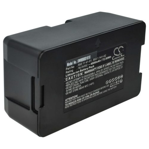 VHBW Lawn Mower Battery Husqvarna 593 1 141-02, 593 11 41-01 - 4000 mAh 18 V Li-Ion, black - Gardening tool