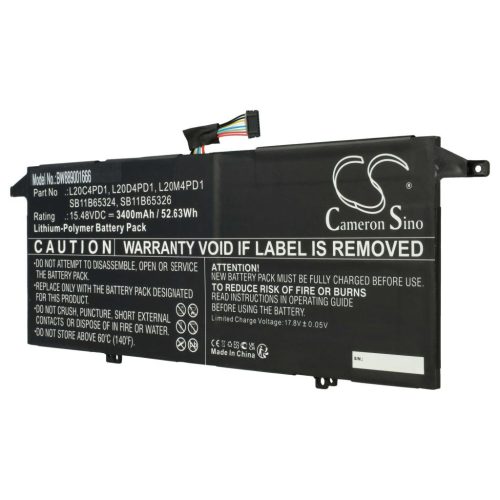 VHBW Notebook Battery Lenovo L20M4PD1, SB11B65324, L20C4PD1, L20D4PD1 - 3400 mAh 15.48 V Li-polymer