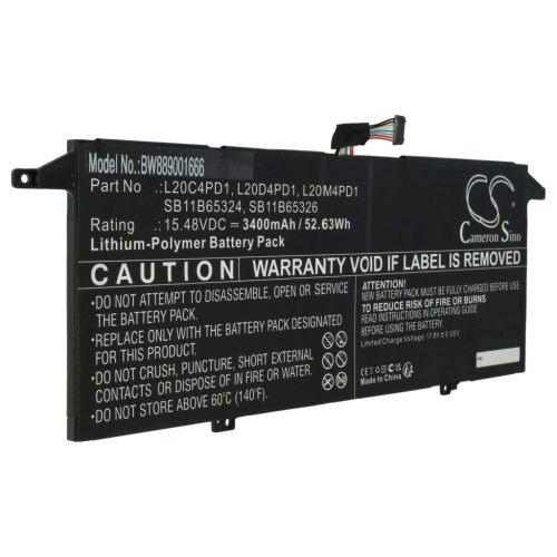 VHBW Notebook Battery Lenovo L20M4PD1, SB11B65324, L20C4PD1, L20D4PD1 - 3400 mAh 15.48 V Li-polymer
