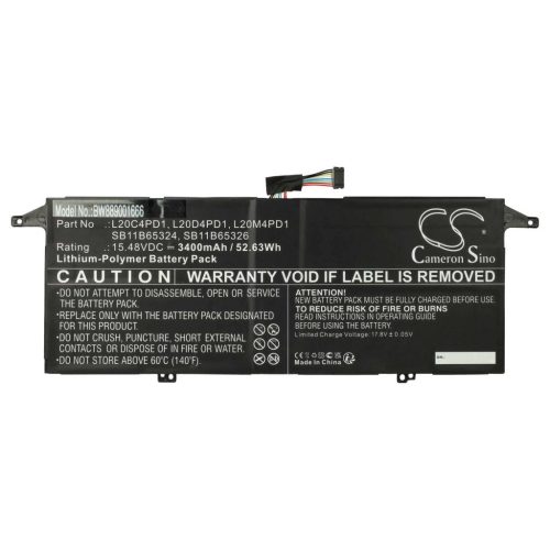 VHBW Notebook Battery Lenovo L20M4PD1, SB11B65324, L20C4PD1, L20D4PD1 - 3400 mAh 15.48 V Li-polymer