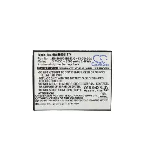VHBW Mobile Phone Battery Samsung GH43-05060A, EB-BG525BBE - 2000 mAh 3.7 V Li-Polymer
