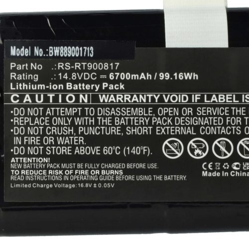 VHBW Battery for Rowenta RS-RT900817 - 6700 mAh, 14.8 V, Li-Ion