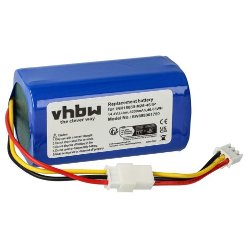 VHBW Akkumulátor Proscenic INR18650-M25-4S1P-hez - 3200 mAh, 14,4 V, Li-Ion