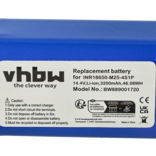 VHBW Akkumulátor Proscenic INR18650-M25-4S1P-hez - 3200 mAh, 14,4 V, Li-Ion