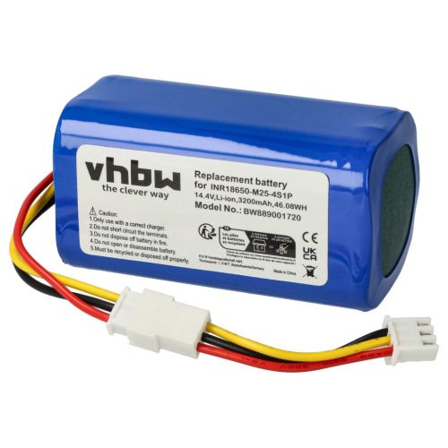 VHBW Akkumulátor Proscenic INR18650-M25-4S1P-hez - 3200 mAh, 14,4 V, Li-Ion