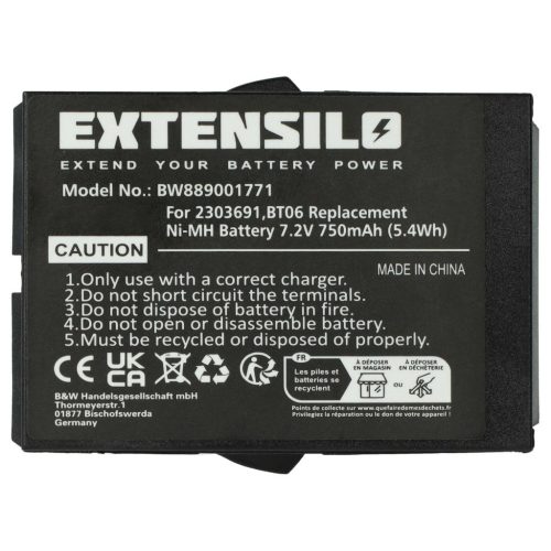 VHBW Industrial Remote Control Battery for Danfoss 2303691, BT06 - 750 mAh 7.2 V NiMH