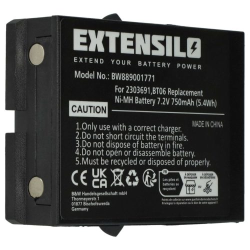 VHBW Industrial Remote Control Battery for Danfoss 2303691, BT06 - 750 mAh 7.2 V NiMH