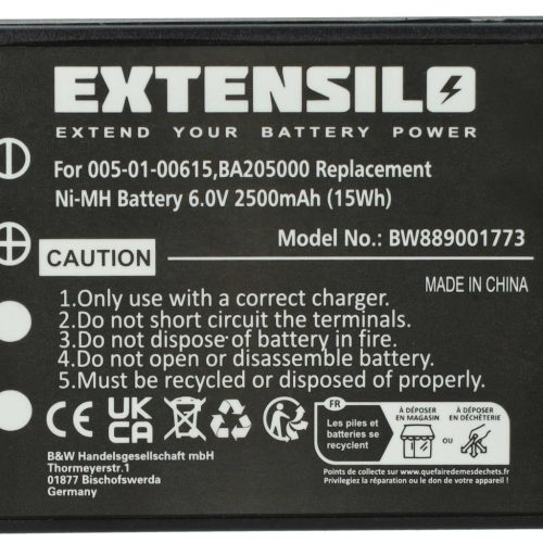 VHBW Industrial Remote Control Battery for HBC 005-01-00615, BA205000, BA203000 - 2500 mAh 6 V NiMH