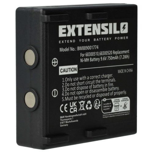 VHBW Industrial Remote Control Battery for Abitron 68300510, 68300520, 68300525 - 750 mAh 9.6 V NiMH
