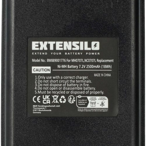 VHBW Industrielle Fernbedienung Akku Austausch für Autec MH0707L, NC0707L - 2500 mAh 7,2 V NiMH