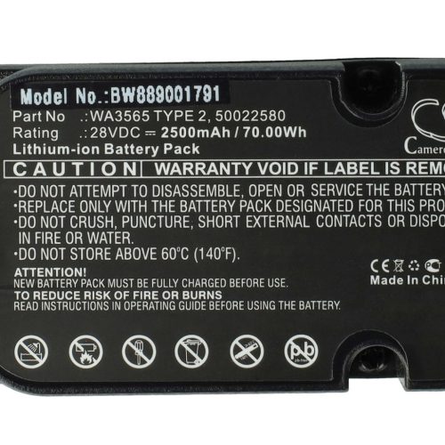 VHBW Lawn Mower Battery Worx 50022580, 50029621, 50026980, 50022713 - 2500 mAh 28 V Li-Ion, Black - Gardening Tool
