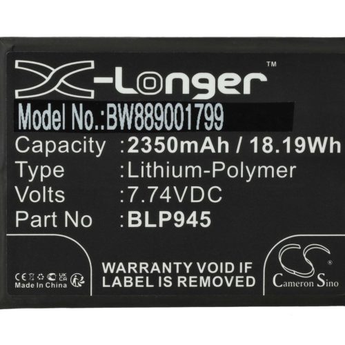 VHBW Mobile Phone Battery for OnePlus BLP945 - 2350 mAh 7.74 V Li-Polymer - Smartphone Battery