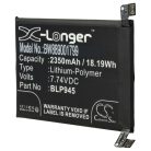 VHBW Mobile Phone Battery for OnePlus BLP945 - 2350 mAh 7.74 V Li-Polymer - Smartphone Battery