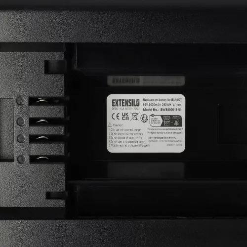 VHBW EGO BA1400T, BA2800, BA2800T, BA4200, BA4200T Lawn Mower Battery - 5000 mAh 56 V Li-Ion