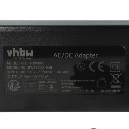 VHBW Charger Bosch BCS220, 0 275 007 907 for lithium-ion electric bike battery - 36 V batteries, 2.0 A