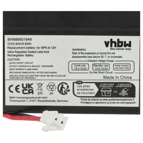 VHBW Universeller Akku MP0.8-12H Ersatz - 800 mAh 12 V AGM
