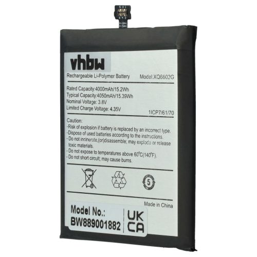 VHBW CAT XQ6602G mobile phone battery - 4000 mAh 3.8 V Li-polymer - Smartphone battery