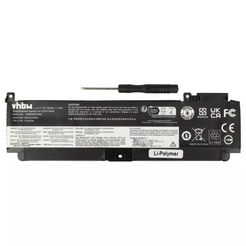 VHBW Notebook Battery for Lenovo 01AV406, 01AV405, 01AV407, 01AV462 - 1000 mAh 11.4 V Li-Polymer, Black
