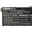 VHBW Notebook akkumulátor  Acer KT00407008, AP18C7M - 3800 mAh 15,4 V Li-polimer, fekete