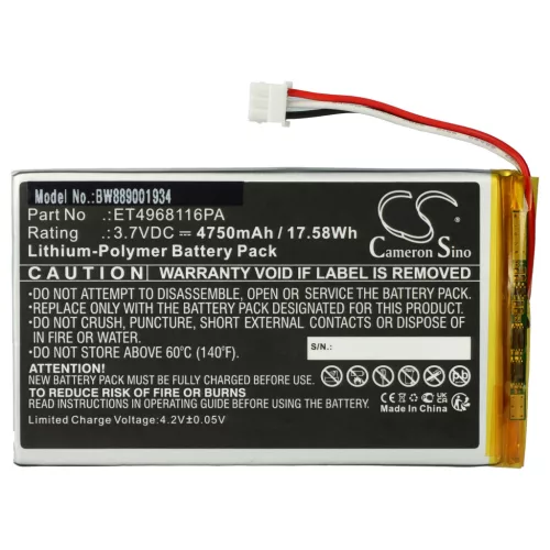 VHBW Elektrischer Golfwagen Akku ET4968116PA Ersatz - 4750 mAh 3,7 V Li-Ion